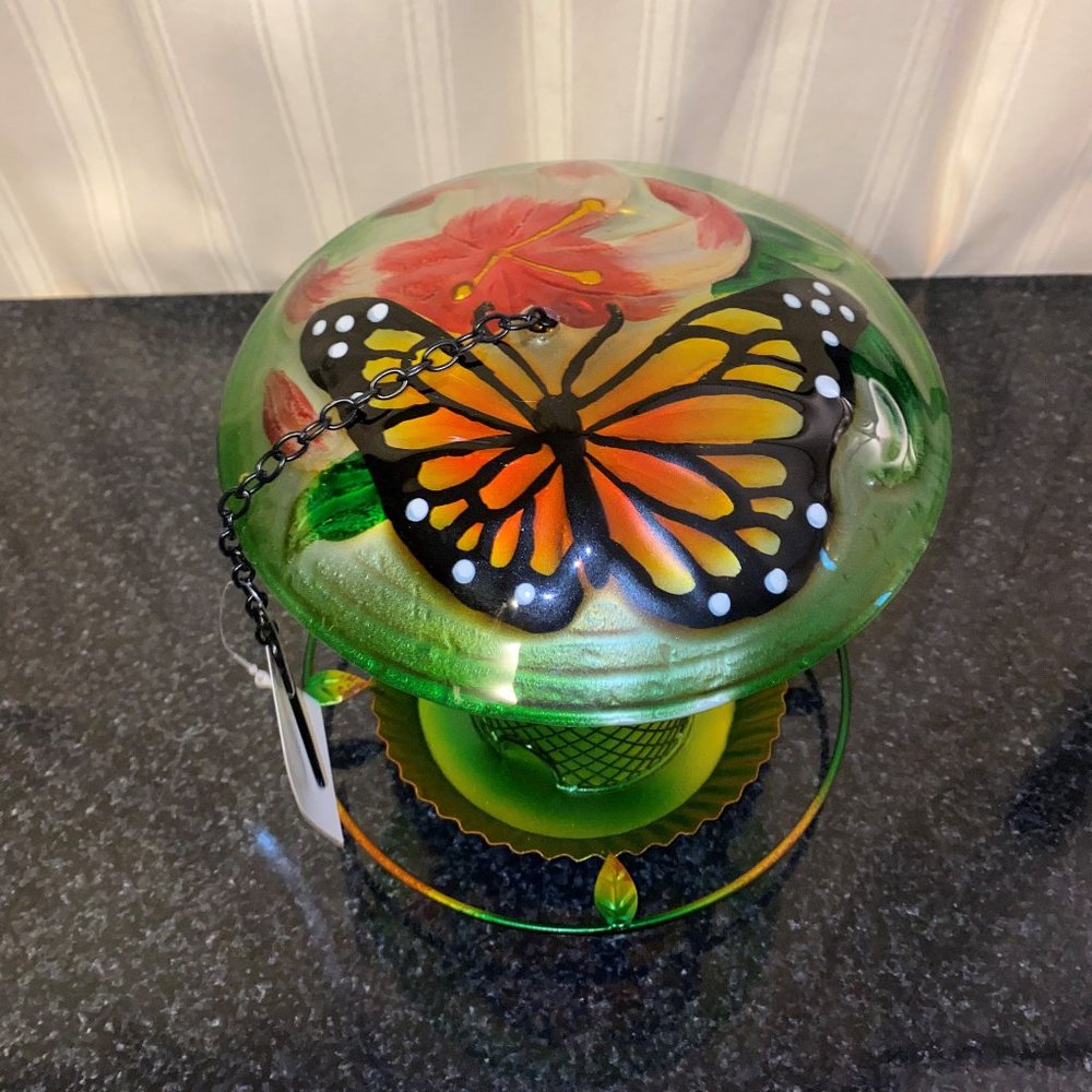 NEW Glass Butterfly Bird Feeder